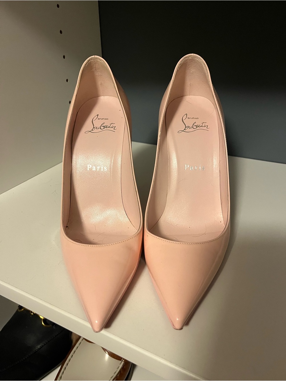 Christian Louboutin Pink Patent Pointed-Toe Pumps